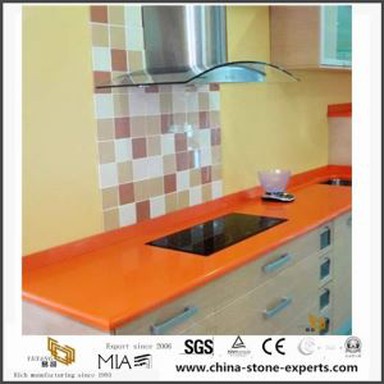 Красива различни потребителски тъмно оранжево кварц плотове за баня и кухня