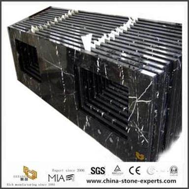 Черен Marquina мрамор плота за начало баня депо с евтини разходи