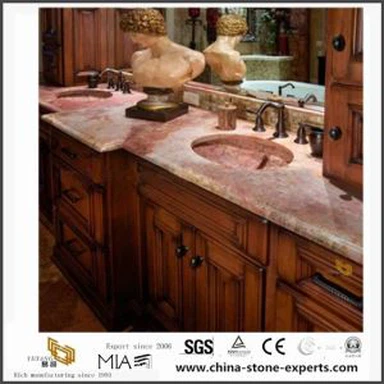 Сглобяеми естествен червен корал мраморни плотове за кухня и баня дизайн