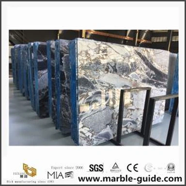 2017 Нов мраморен сребърен синьо мрамор естествени луксозни плочи за подови плочки