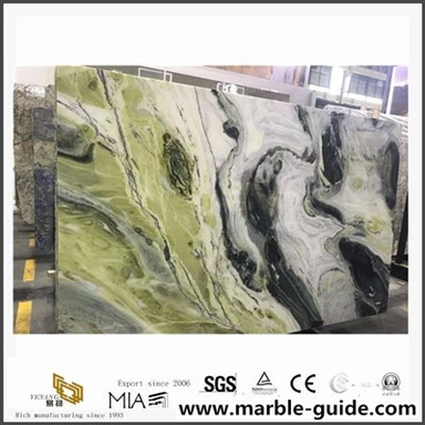 Зелен мрамор/Китайска картина на мастило полиран етаж на баня с облицовка на стена