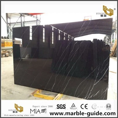 Китайски Nero Marquina мрамор полирани плочи, плочки за дома декорация